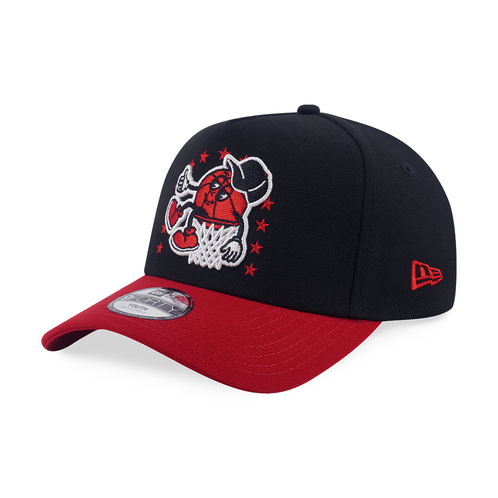 CHICAGO BULLS LEAGUE MIX CARTOON 2-TONE SCARLET VISOR BLACK KIDS 9FORTY AF CAP