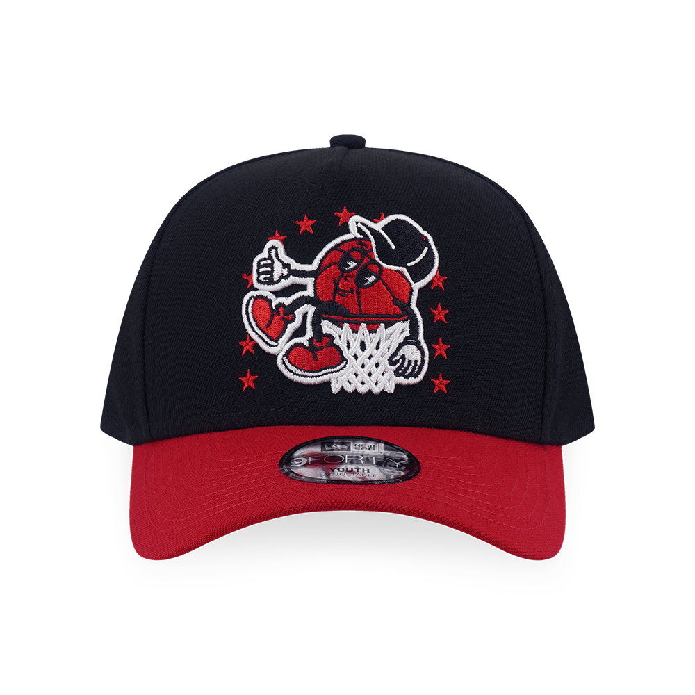 CHICAGO BULLS LEAGUE MIX CARTOON 2-TONE SCARLET VISOR BLACK KIDS 9FORTY AF CAP