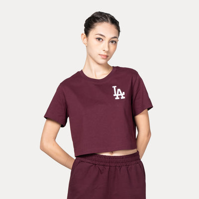 LOS ANGELES DODGERS COLOR ERA MAROON RED WOMEN CROP TEE