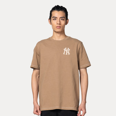 NEW YORK YANKEES MLB CONTRAST STITCHING KHAKI SHORT SLEEVE T-SHIRT