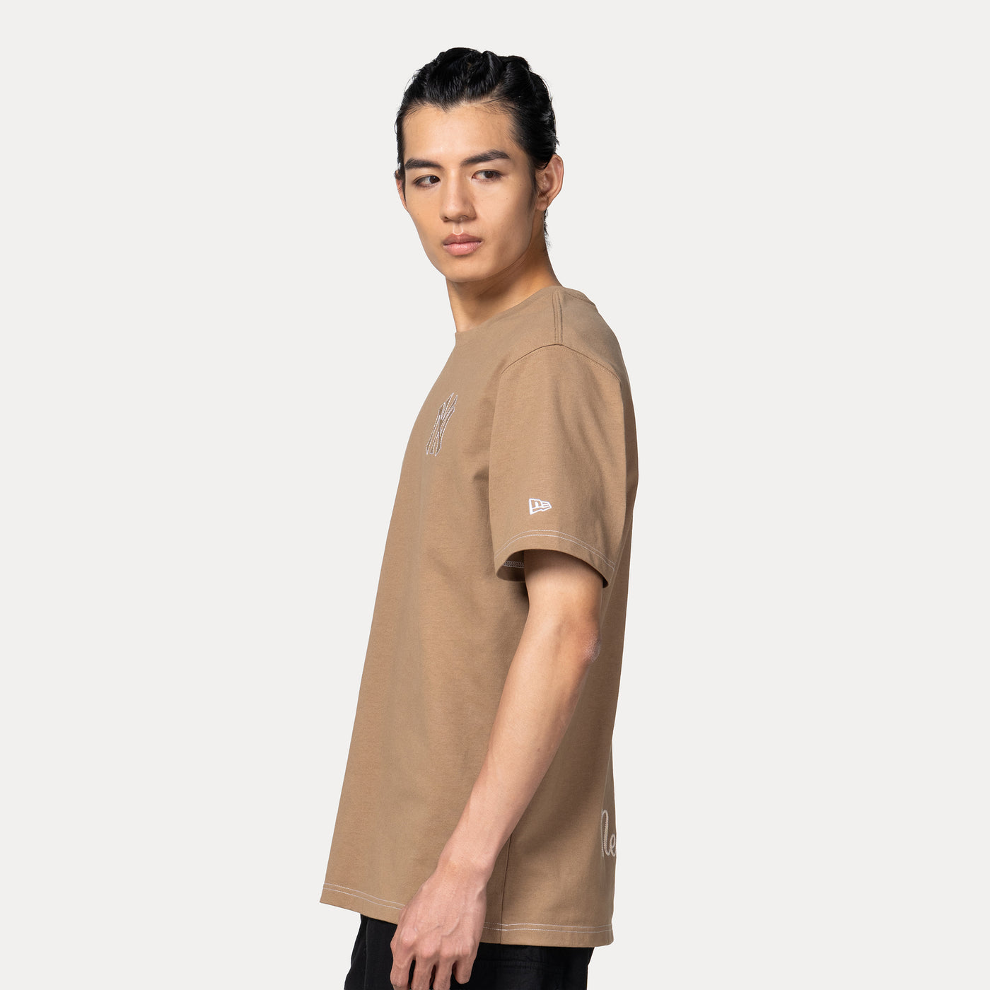 NEW YORK YANKEES MLB CONTRAST STITCHING KHAKI SHORT SLEEVE T-SHIRT