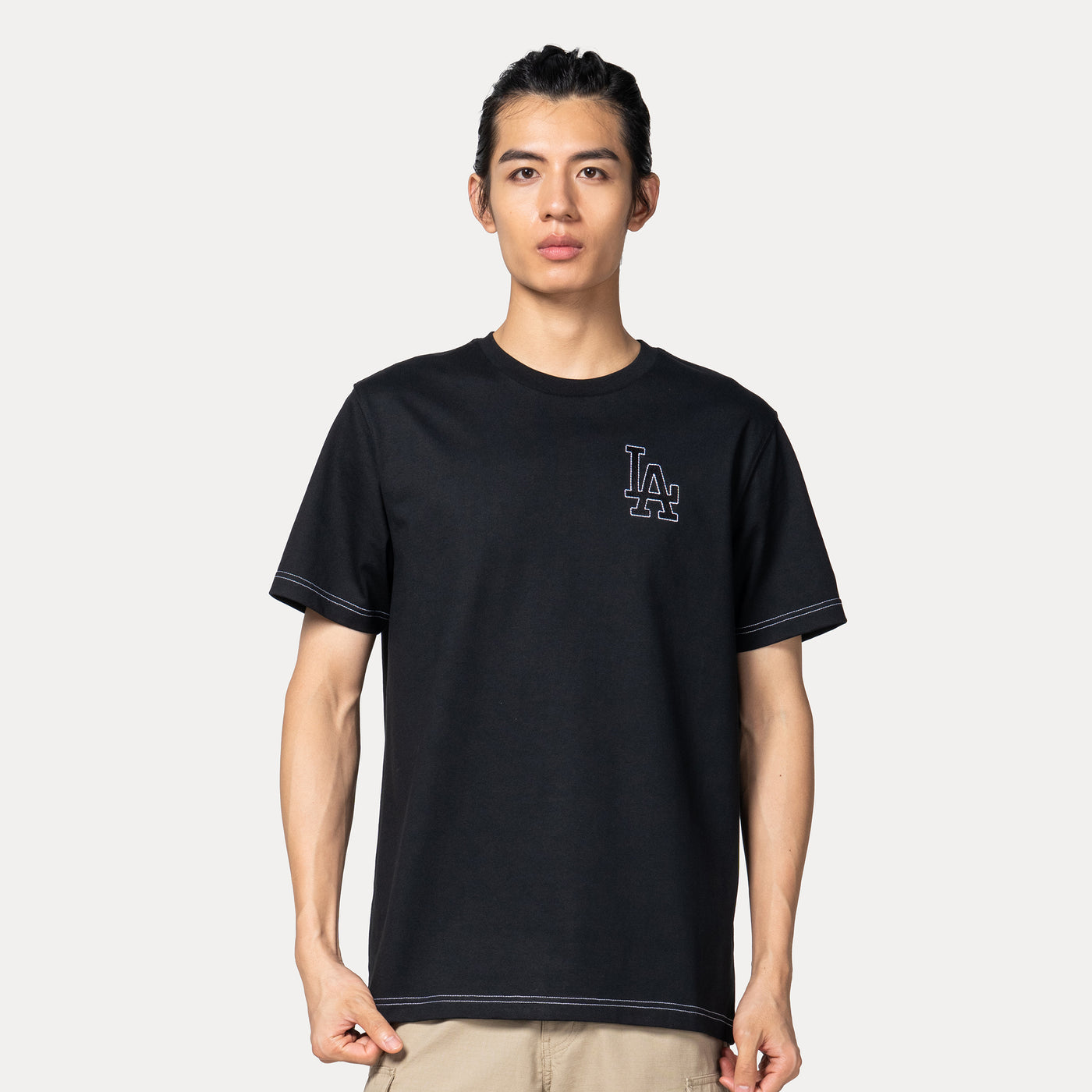 LOS ANGELES DODGERS MLB CONTRAST STITCHING BLACK SHORT SLEEVE T-SHIRT