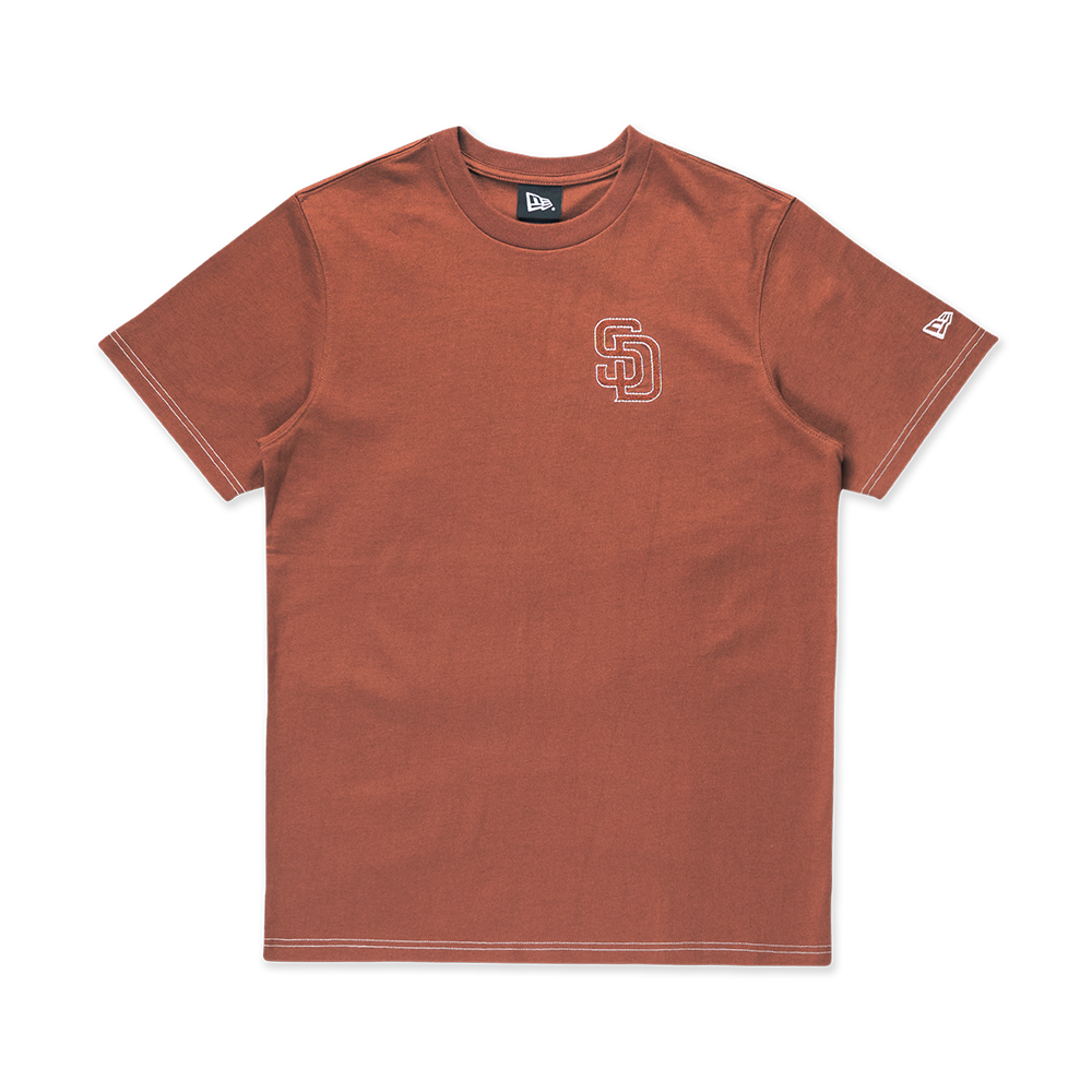 SAN DIEGO PADRES MLB CONTRAST STITCHING DEEP AUBURN BROWN SHORT SLEEVE T-SHIRT