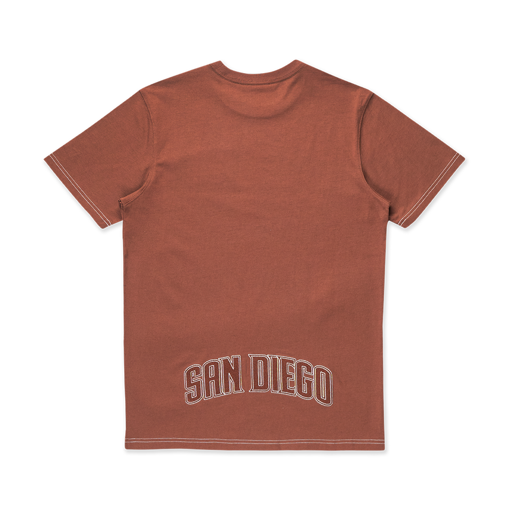 SAN DIEGO PADRES MLB CONTRAST STITCHING DEEP AUBURN BROWN SHORT SLEEVE T-SHIRT