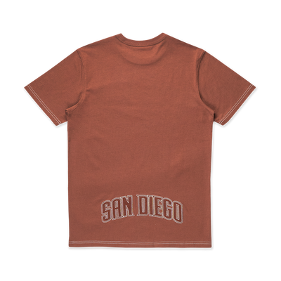 SAN DIEGO PADRES MLB CONTRAST STITCHING DEEP AUBURN BROWN SHORT SLEEVE T-SHIRT