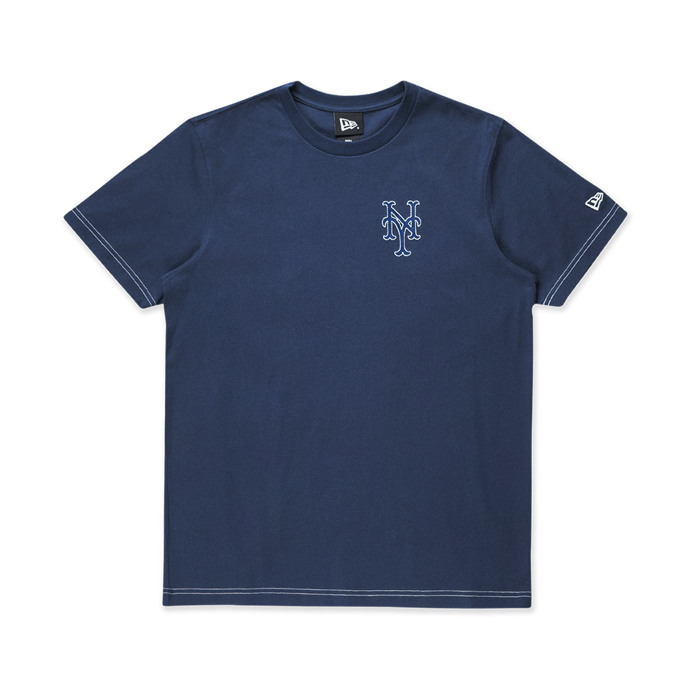 NEW YORK METS MLB CONTRAST STITCHING OCEANSIDE BLUE SHORT SLEEVE T-SHIRT