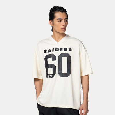 OAKLAND RAIDERS NFL HISTORIC CHROME WHITE OVERSIZED SHORT SLEEVE T-SHIRT