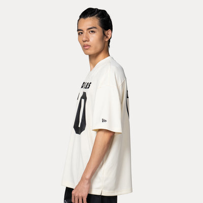 OAKLAND RAIDERS NFL HISTORIC CHROME WHITE OVERSIZED SHORT SLEEVE T-SHIRT