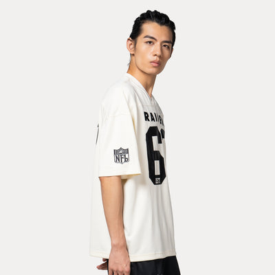 OAKLAND RAIDERS NFL HISTORIC CHROME WHITE OVERSIZED SHORT SLEEVE T-SHIRT