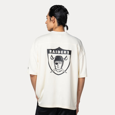 OAKLAND RAIDERS NFL HISTORIC CHROME WHITE OVERSIZED SHORT SLEEVE T-SHIRT