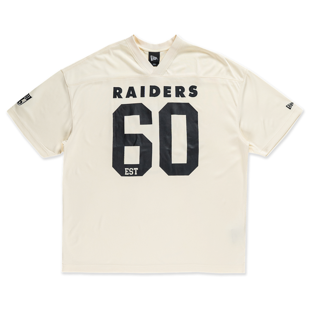 OAKLAND RAIDERS NFL HISTORIC CHROME WHITE OVERSIZED SHORT SLEEVE T-SHIRT