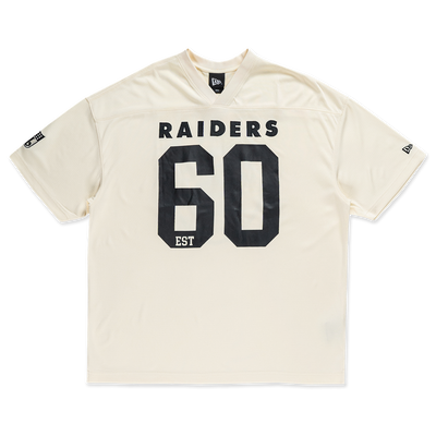 OAKLAND RAIDERS NFL HISTORIC CHROME WHITE OVERSIZED SHORT SLEEVE T-SHIRT