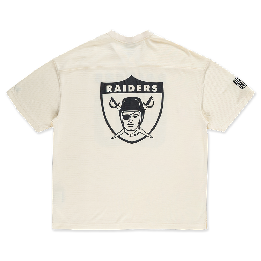 OAKLAND RAIDERS NFL HISTORIC CHROME WHITE OVERSIZED SHORT SLEEVE T-SHIRT