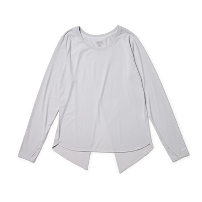 NEW ERA SPLIT-BACK VERTICAL LOGO GRAY WOMEN LONG SLEEVE T-SHIRT