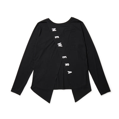 NEW ERA SPLIT-BACK VERTICAL LOGO BLACK WOMEN LONG SLEEVE T-SHIRT