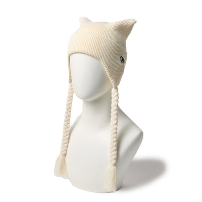 NEW ERA SQUARE RIB KNIT FLAP OFF WHITE BEANIE