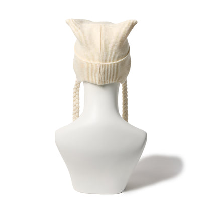 NEW ERA SQUARE RIB KNIT FLAP OFF WHITE BEANIE
