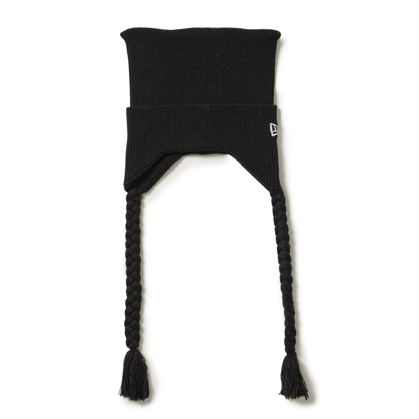 NEW ERA SQUARE RIB KNIT FLAP BLACK BEANIE