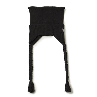 NEW ERA SQUARE RIB KNIT FLAP BLACK BEANIE