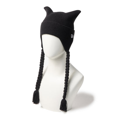 NEW ERA SQUARE RIB KNIT FLAP BLACK BEANIE