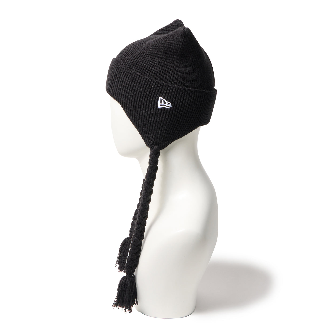 NEW ERA SQUARE RIB KNIT FLAP BLACK BEANIE