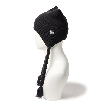 NEW ERA SQUARE RIB KNIT FLAP BLACK BEANIE