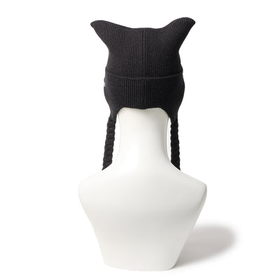 NEW ERA SQUARE RIB KNIT FLAP BLACK BEANIE
