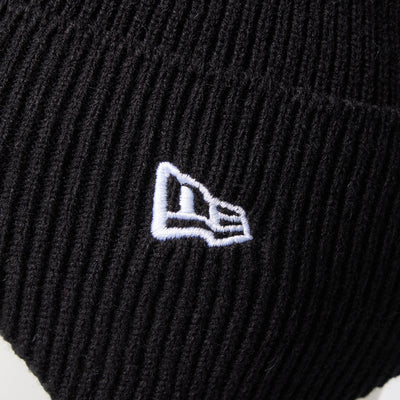 NEW ERA SQUARE RIB KNIT FLAP BLACK BEANIE