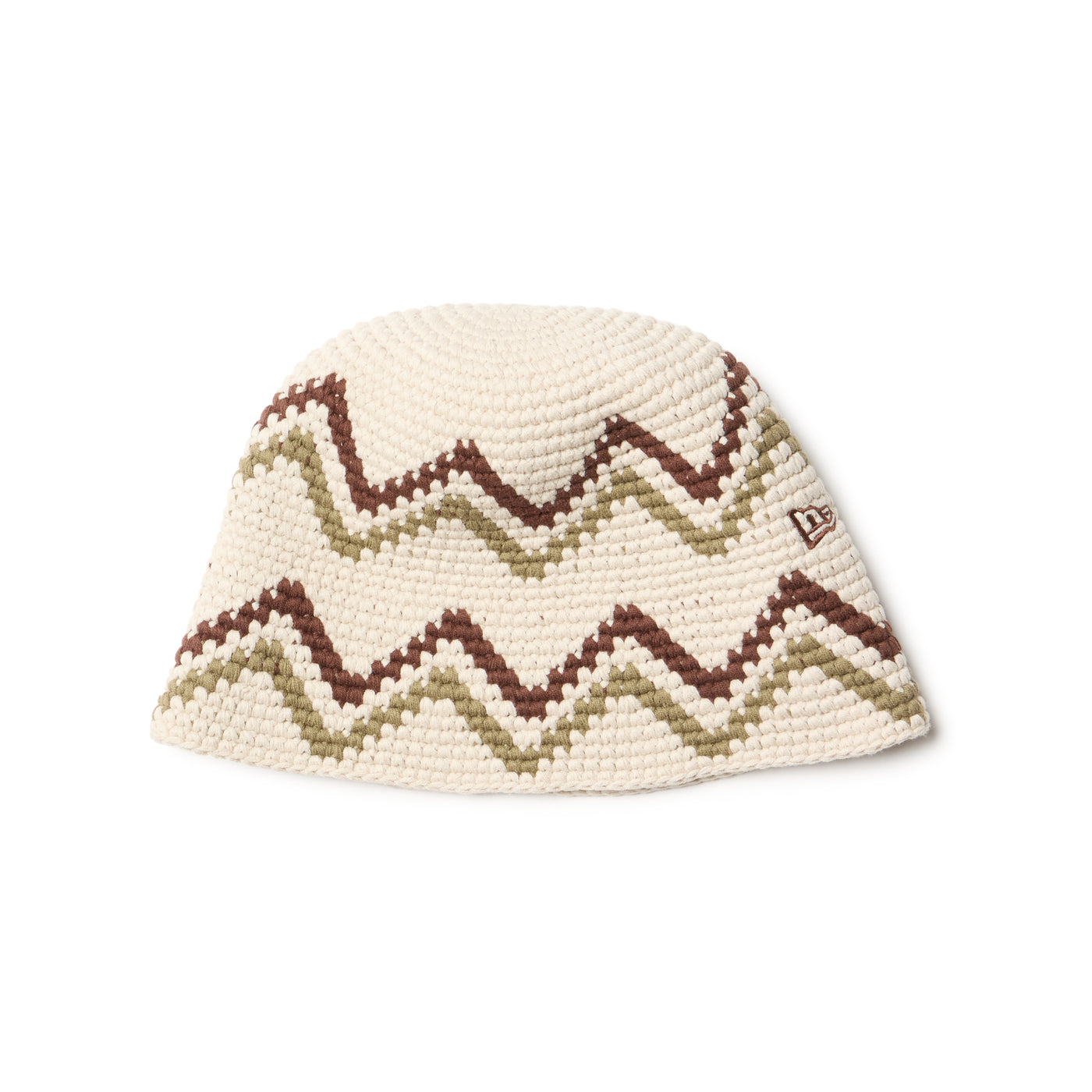 NEW ERA CROCHET CHEVRON BEIGE KNIT BUCKET