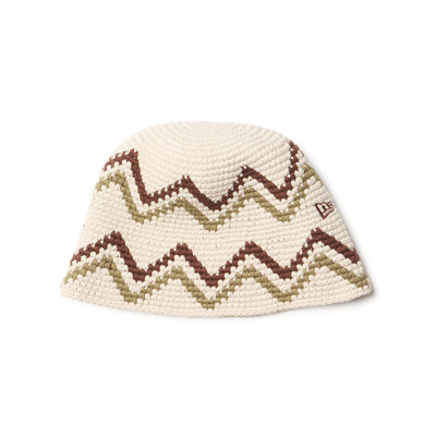 NEW ERA CROCHET CHEVRON BEIGE KNIT BUCKET