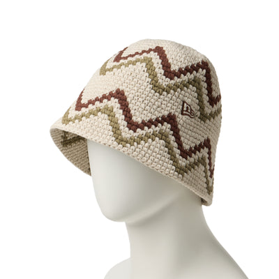 NEW ERA CROCHET CHEVRON BEIGE KNIT BUCKET