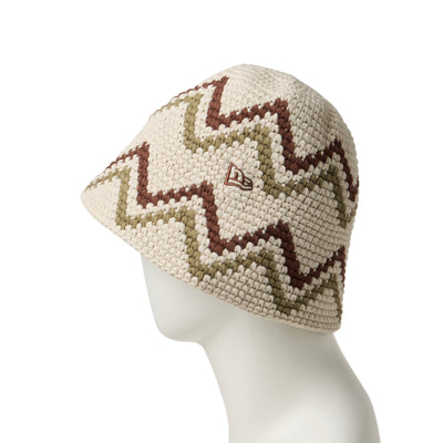 NEW ERA CROCHET CHEVRON BEIGE KNIT BUCKET