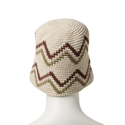 NEW ERA CROCHET CHEVRON BEIGE KNIT BUCKET