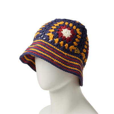NEW ERA CROCHET GRANNY SQUARE NAVY KNIT BUCKET