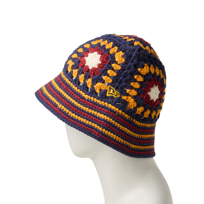 NEW ERA CROCHET GRANNY SQUARE NAVY KNIT BUCKET