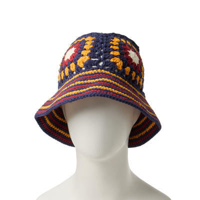 NEW ERA CROCHET GRANNY SQUARE NAVY KNIT BUCKET