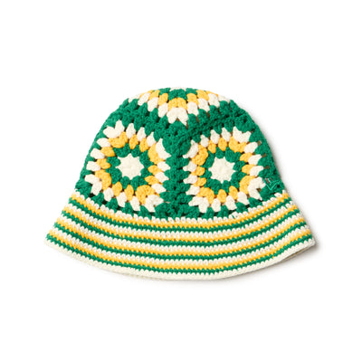 NEW ERA CROCHET GRANNY SQUARE GREEN KNIT BUCKET
