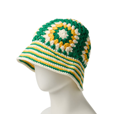 NEW ERA CROCHET GRANNY SQUARE GREEN KNIT BUCKET