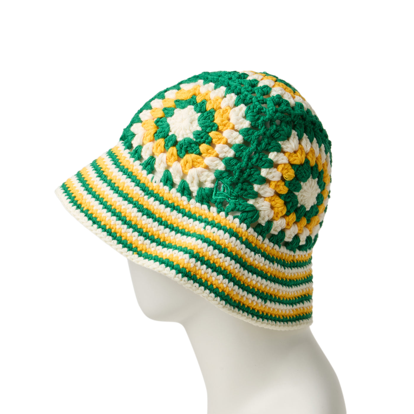 NEW ERA CROCHET GRANNY SQUARE GREEN KNIT BUCKET
