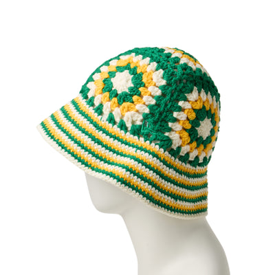 NEW ERA CROCHET GRANNY SQUARE GREEN KNIT BUCKET