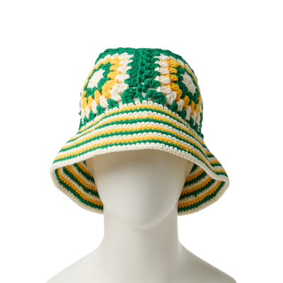 NEW ERA CROCHET GRANNY SQUARE GREEN KNIT BUCKET