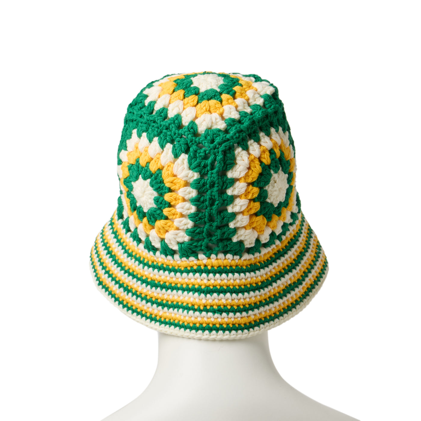 NEW ERA CROCHET GRANNY SQUARE GREEN KNIT BUCKET