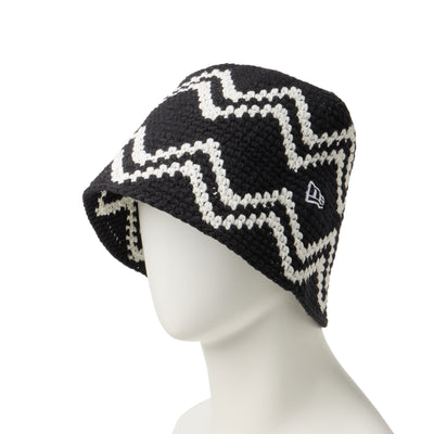 NEW ERA CROCHET CHEVRON BLACK KNIT BUCKET