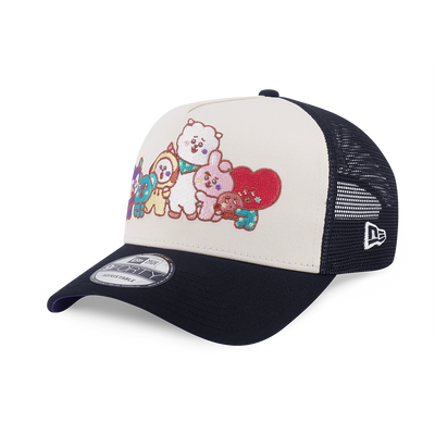 NEW ERA X BT21 THE JOURNEY COLLECTION 2-TONE BLACK VISOR CHROME WHITE 9FORTY AF TRUCKER CAP