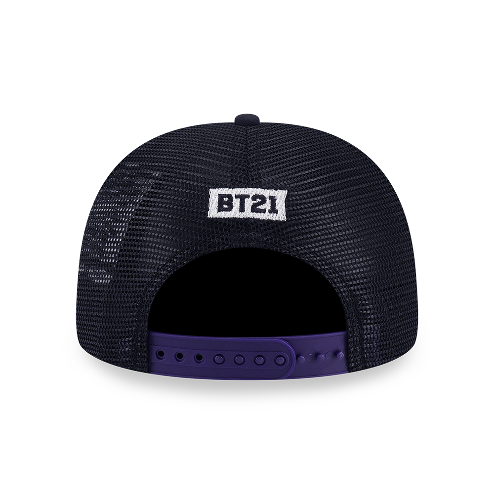 NEW ERA X BT21 THE JOURNEY COLLECTION 2-TONE BLACK VISOR CHROME WHITE 9FORTY AF TRUCKER CAP
