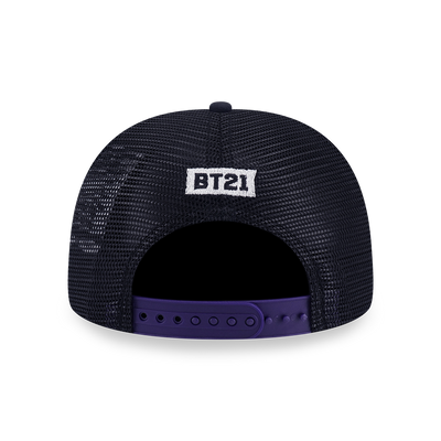 NEW ERA X BT21 THE JOURNEY COLLECTION 2-TONE BLACK VISOR CHROME WHITE 9FORTY AF TRUCKER CAP