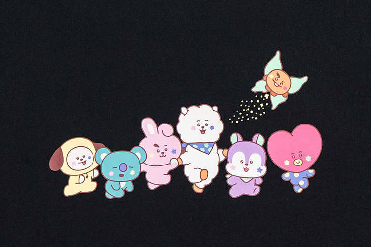 NEW ERA X BT21 THE JOURNEY COLLECTION BLACK SHORT SLEEVE T-SHIRT