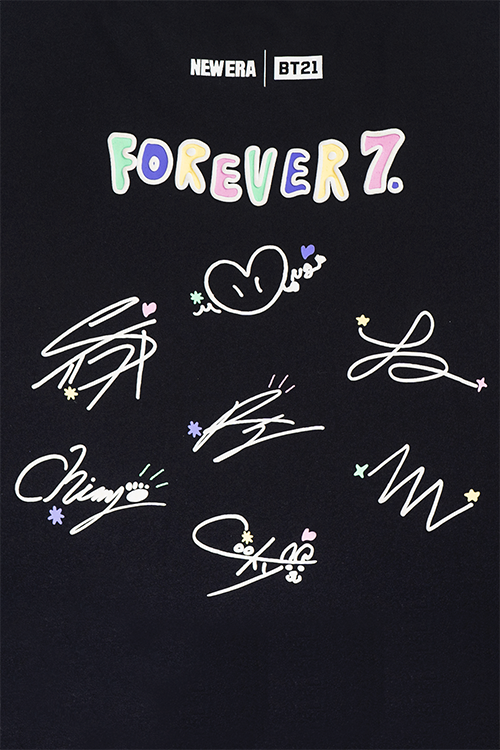 NEW ERA X BT21 THE JOURNEY COLLECTION BLACK SHORT SLEEVE T-SHIRT