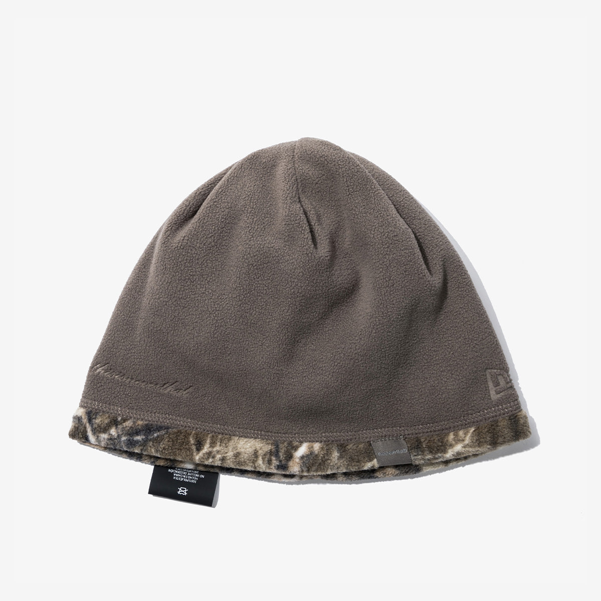 NEW ERA X THISISNEVERTHAT REAL TREE KHAKI BROWN REVERSIBLE FLEECE BEANIE