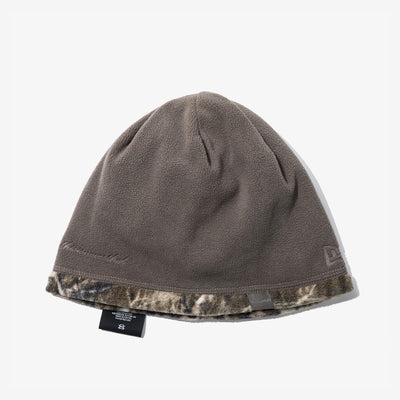 NEW ERA X THISISNEVERTHAT REAL TREE KHAKI BROWN REVERSIBLE FLEECE BEANIE
